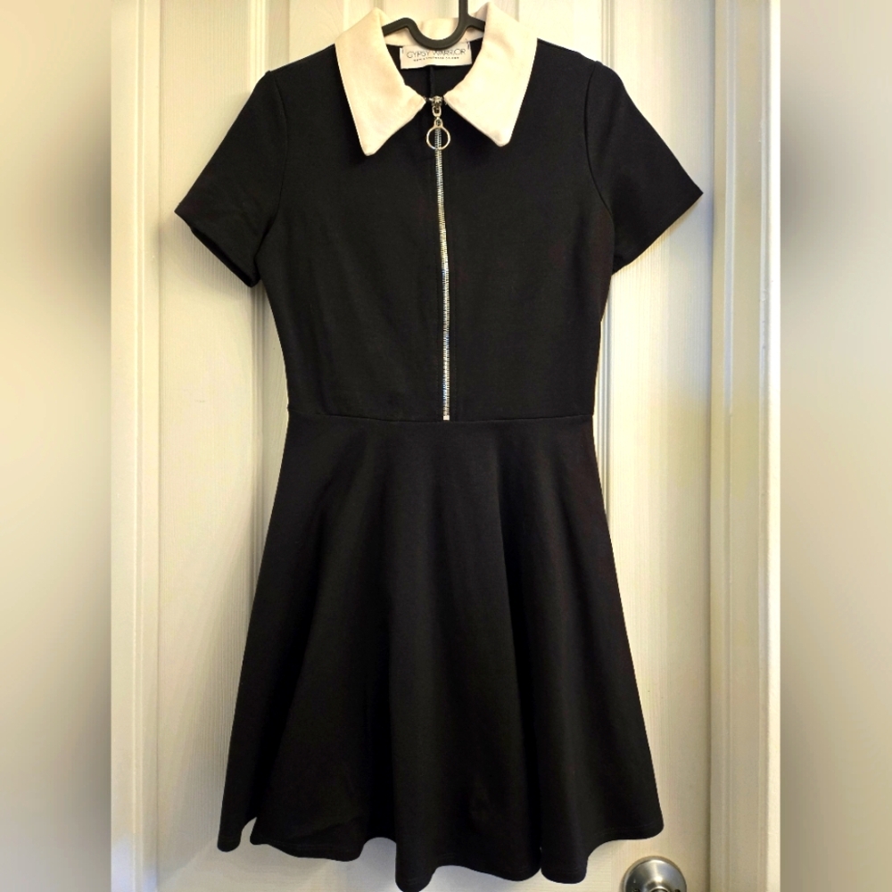 Gypsy Warrior - Black Dress with White Collar